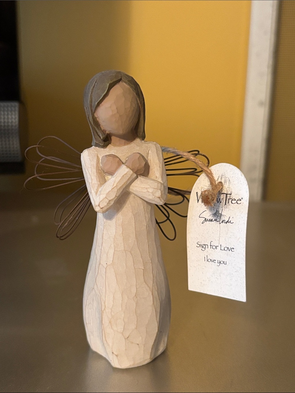 Willow Tree Cream Dress Angel with Brown Hair